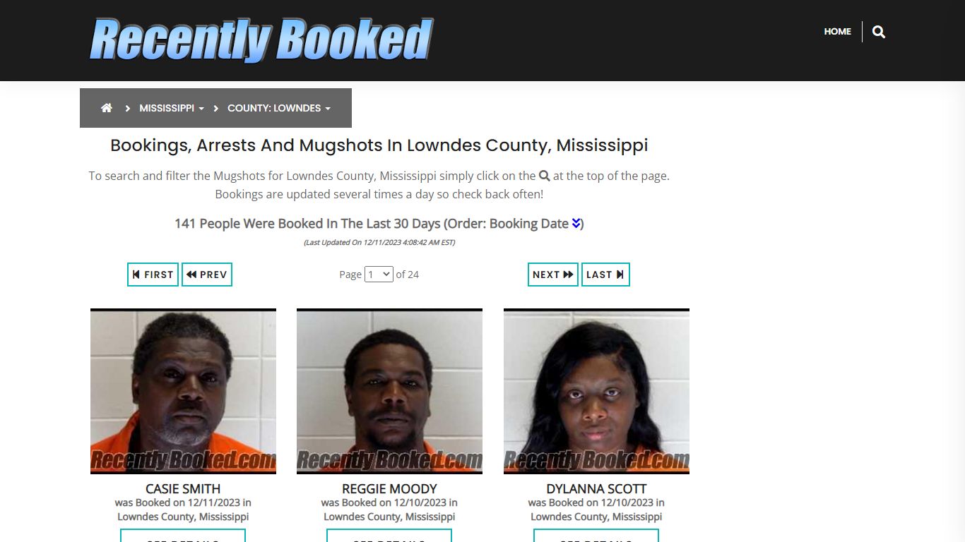 Bookings, Arrests and Mugshots in Lowndes County, Mississippi