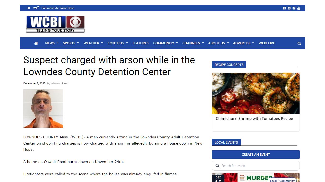 Suspect charged with arson while in the Lowndes County Detention Center
